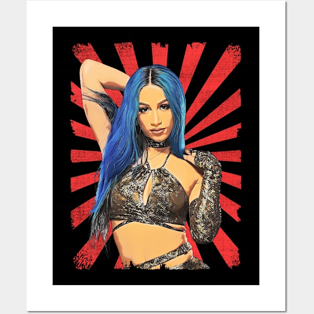 Sasha Bank Wrestling Vintage Fan Art Wall Art by Sakonipopart